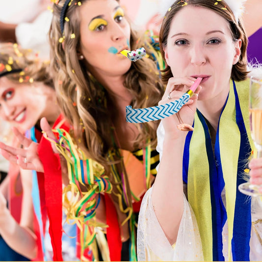 Skylety 20 Pcs Birthday Party Blowers Noisemakers Funny Birthday New Years Blowouts Blow Horns Colorful Noisemakers Whistles Noise Makers Blowouts for 2026 Graduation Wedding Party Supplies