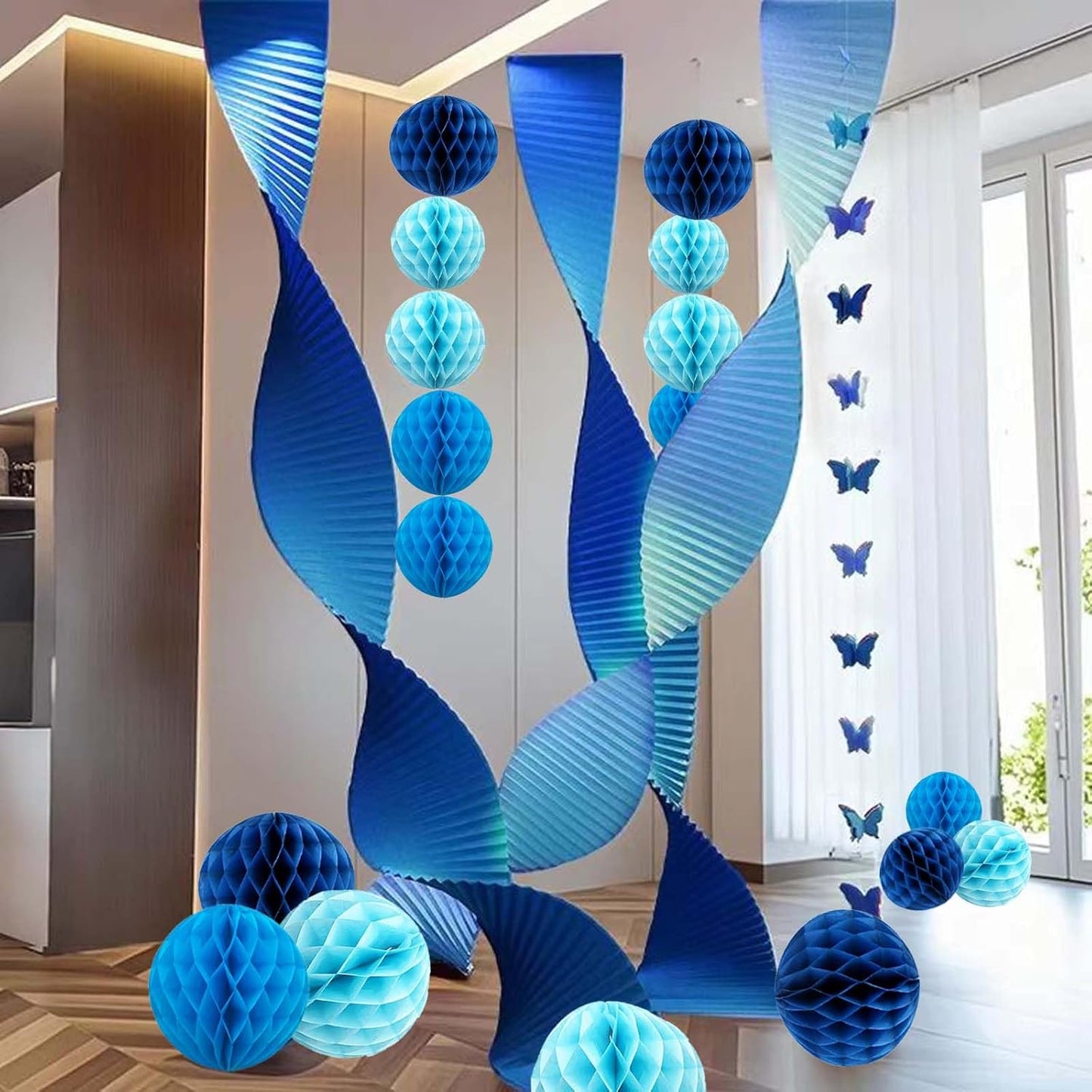 Rainbow Paper Honeycomb Balls,6 and 10 inch Hanging Tissue Pompoms,12 Pack Party Decorations