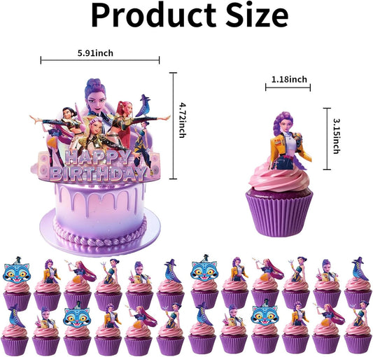 25 Pcs Cartoon Cake Decorations, Cute Happy Birthday Cake Toppers, Perfect for Theme Parties, Birthday Celebrations, and Holiday Festivities