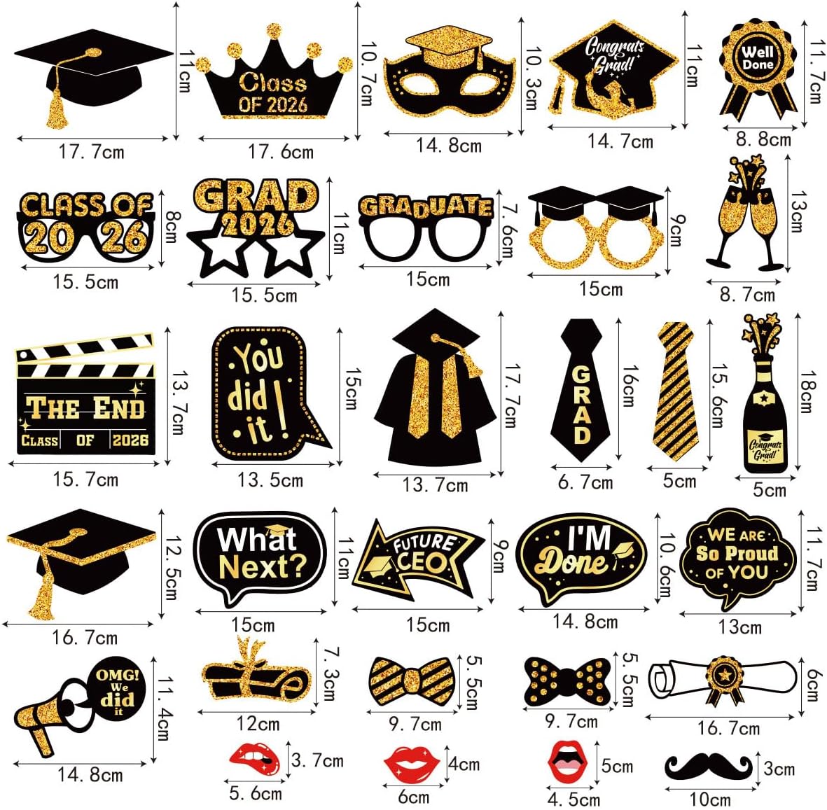 30 Pcs Graduation Photo Booth Props 2026,Grad Party Supplies for College, Graduation Deco Class Favors Supplies, Party Decorations Set Picture Props
