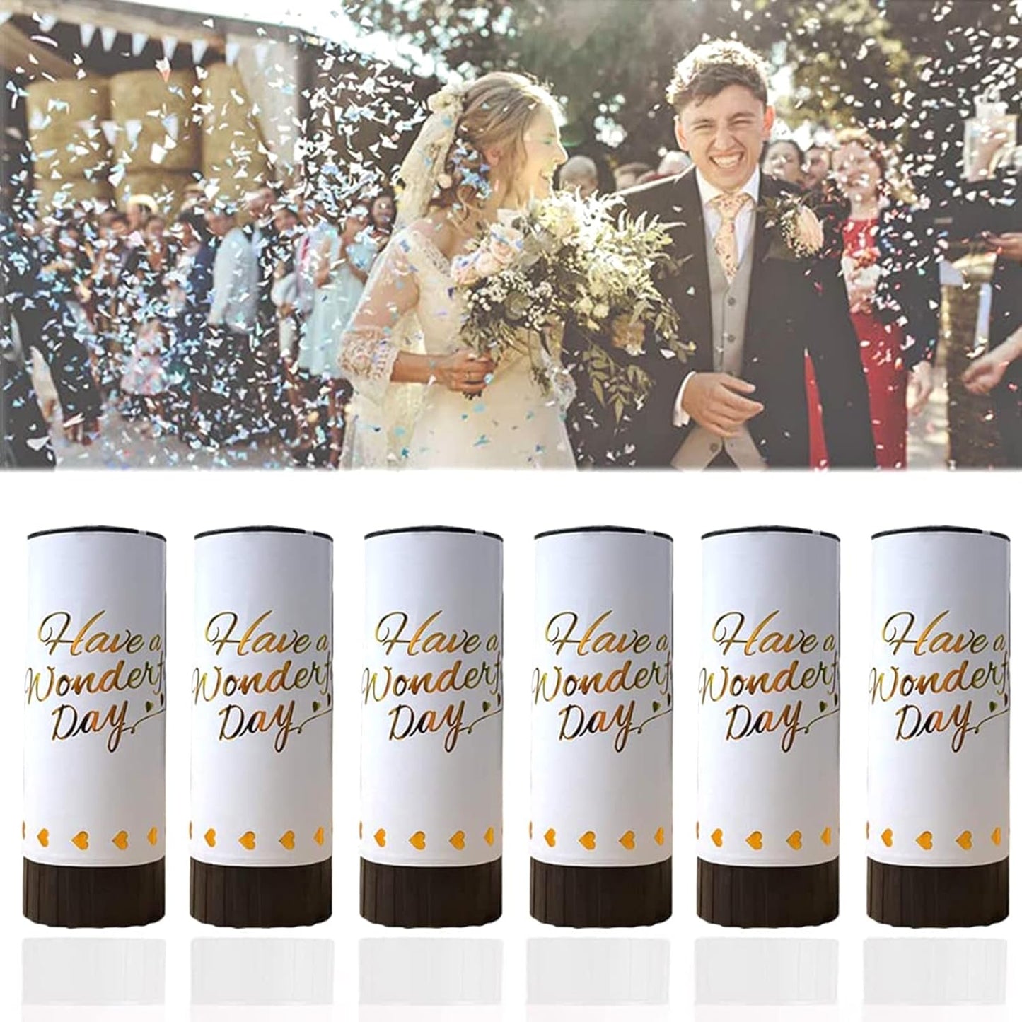 White Confetti Cannon, 6 Pack Mini Party Poppers Shooters Party Confetti Cannon Biodegradable Confetti for Wedding Kids Birthday Wedding Party Supplies