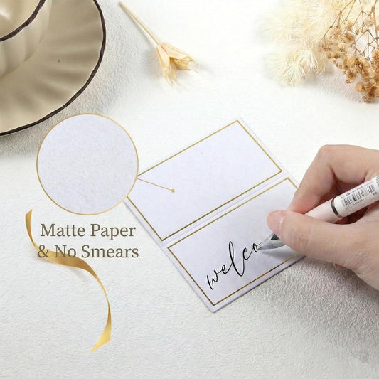 Place Cards Pack of 120 - Small Table Name Cards with Gold Foil Border Weddings, Banquets, Events, Not for Printers