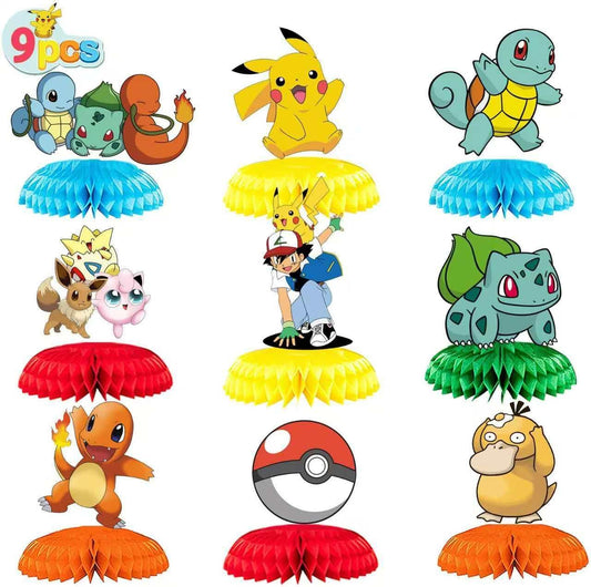 anime Birthday Party Supplies , 9Pcs Honeycomb Centerpieces for Toy animen Decorations, Double Sided Table Decorations Centerpieces Party.