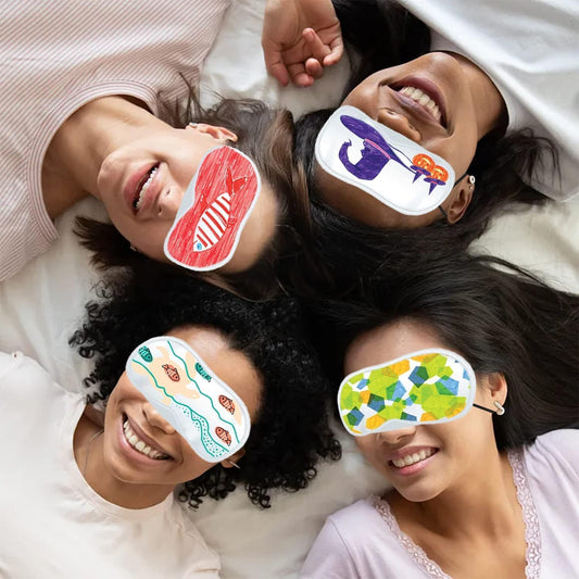 14 PCS Eye Mask Sleepover Party Supplies Sleep White Soft Shade Blindfold Eye Covering, Color the Bulk Game Stuff with 8 PCS Fabric Marker Pens