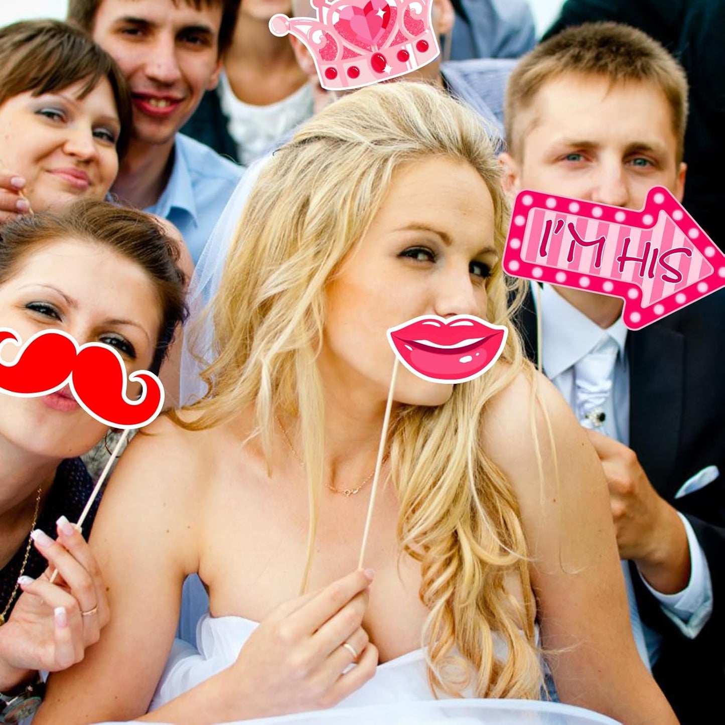 Valentine's Day Photo Booth Props - 1 Pcs Large Size Valentines Photo Props Frame and 23 Pcs Happy Lovers Selfie Photo Booth Props for Valentines Day Party Decorations Favors Supplies