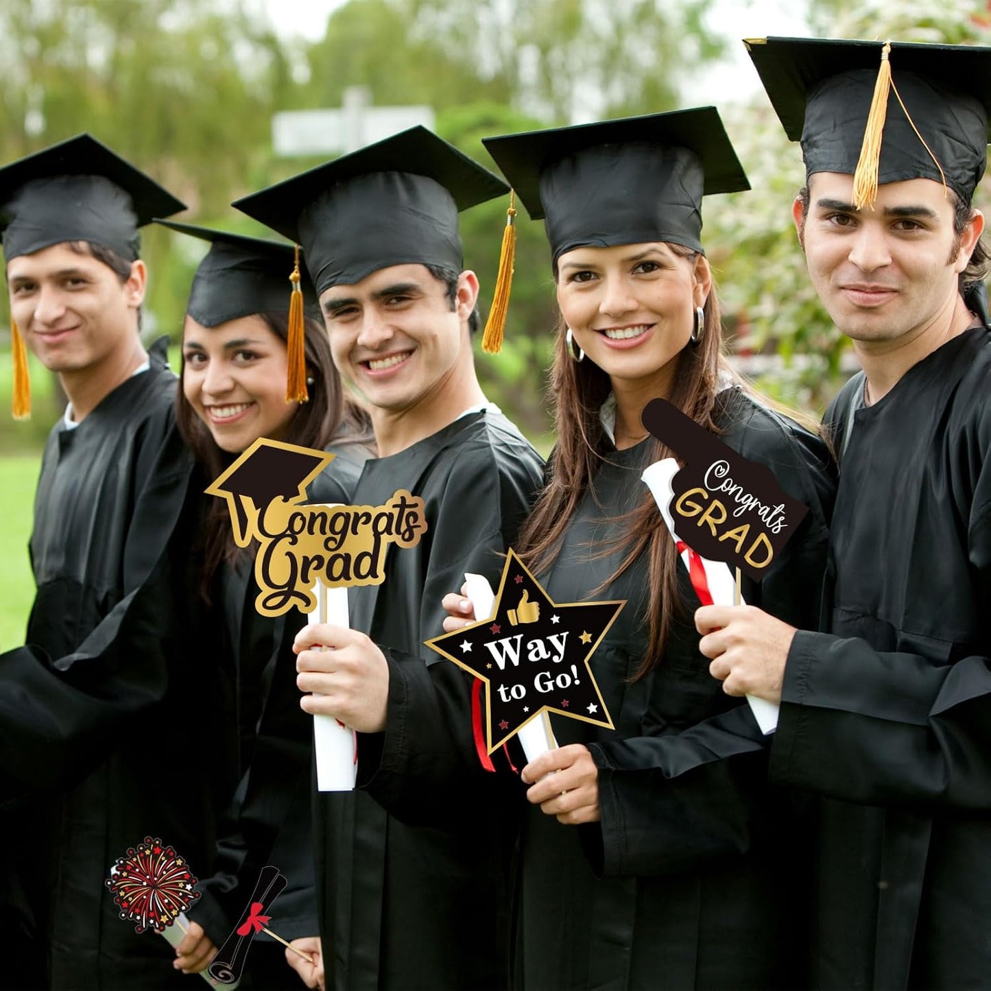 2026 Graduation Photo Booth Props,22Pcs Graduation Photo Booth Props,Funny Grad Party Selfie Props,Black Gold Selfie Photo Frame for High School and College Grads