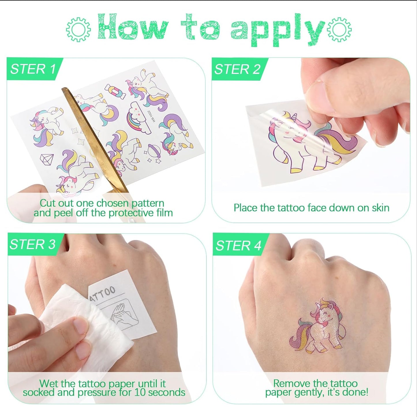 Sinmoe 30 Sheets 400 Pieces Glitter Temporary Tattoos for Kids Waterproof Butterfly Mermaid Unicorn Cartoon Stickers Glow Tattoo for Girls Birthday Party Favors Goodie Bags Fillers(Luminous Pattern)