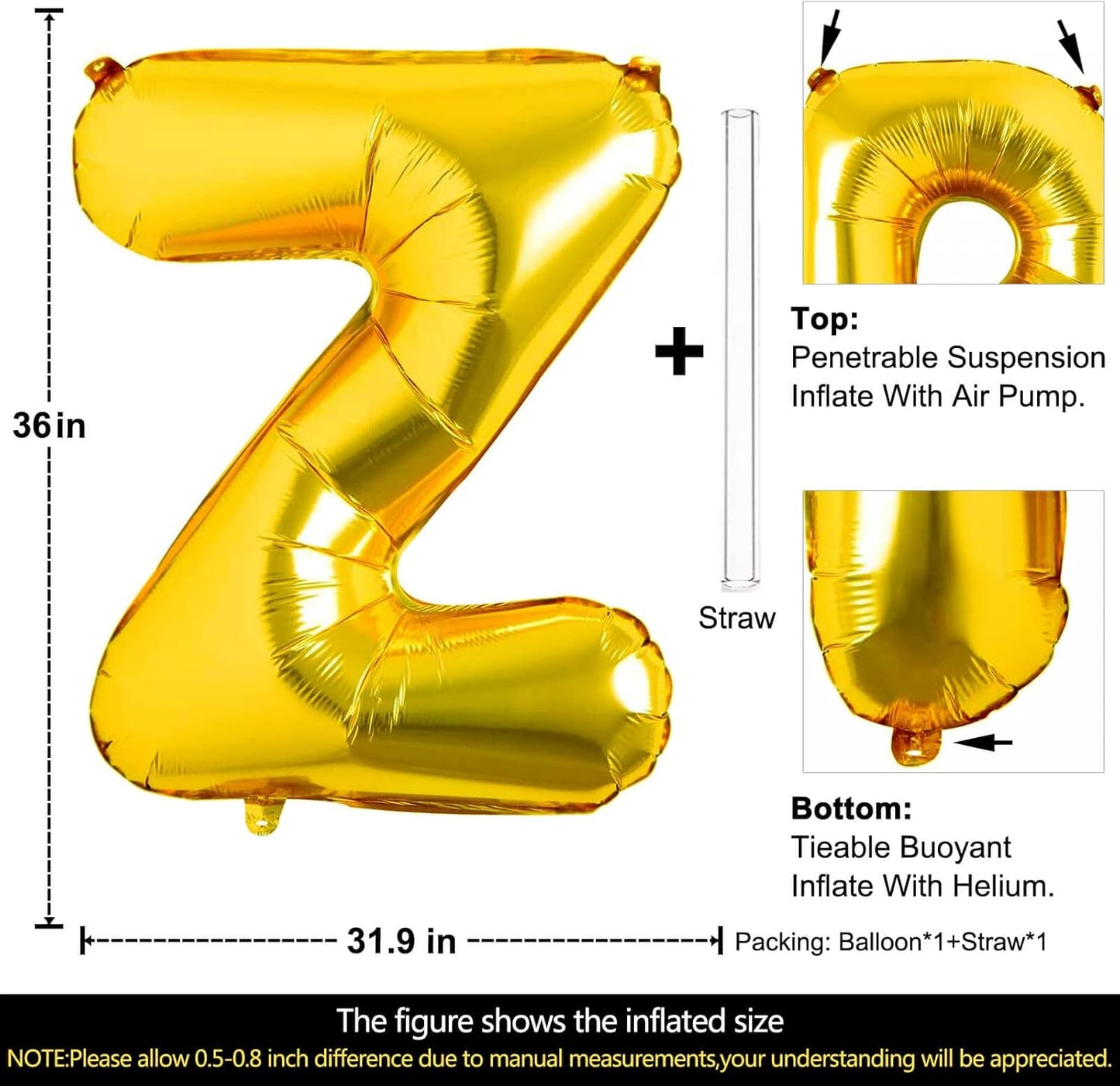 Lovoir 40 Inch Large Gold Letter A Balloons Big Size Jumbo Mylar Foil Helium Balloon for Birthday Party Celebration Decorations Alphabet Gold A