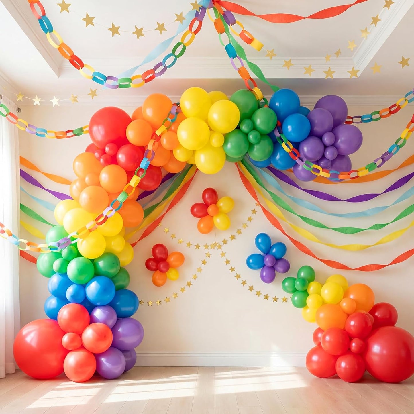TaoBary Decorations Crepe Streamers Sheet Paper Strips Chain Garland Star Hanging for Party Birthday Wedding Decor(600,Pastels,Same Size)