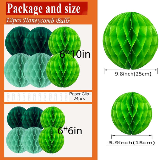 Rainbow Paper Honeycomb Balls,6 and 10 inch Hanging Tissue Pompoms,12 Pack Party Decorations