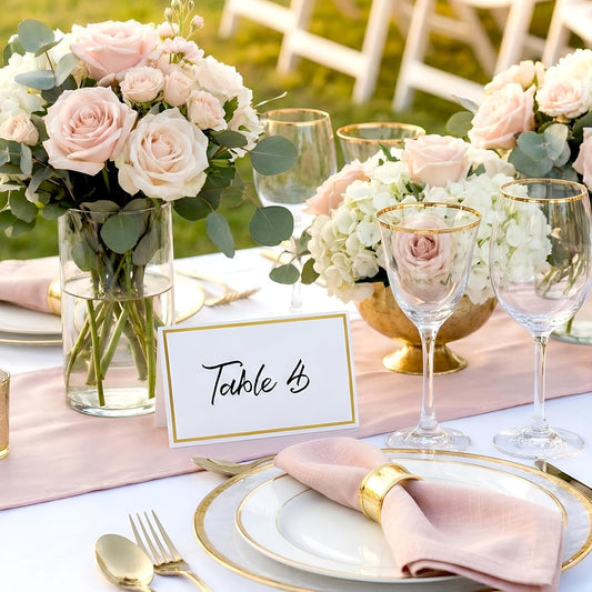 cobee 50Pcs Table Name Cards, Place Card for Table Setting, Place Cards with Gold Foil Food Labels for Party Buffet, Wedding Places for Weddings, Banquets Dinner Parties