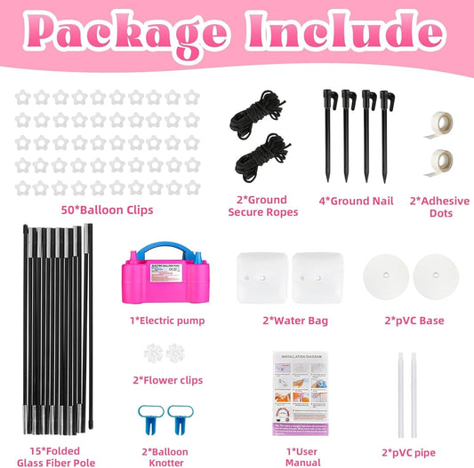 Voircoloria Balloon Arch Kit with Balloon Pump Electric, Improved Balloon Arch Stand with Base for Birthday Gender Reveal Baby Shower Balloons Party Decorations