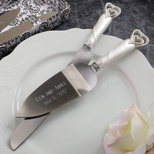 GIFTS INFINITY Personalized Wedding Cake Knife and Server Set with Engraving – Cake Cutting Utensil Set, Keepsake Gift for Wedding, Anniversary, Reception, Birthday & Other Occasions (CH-101WB)