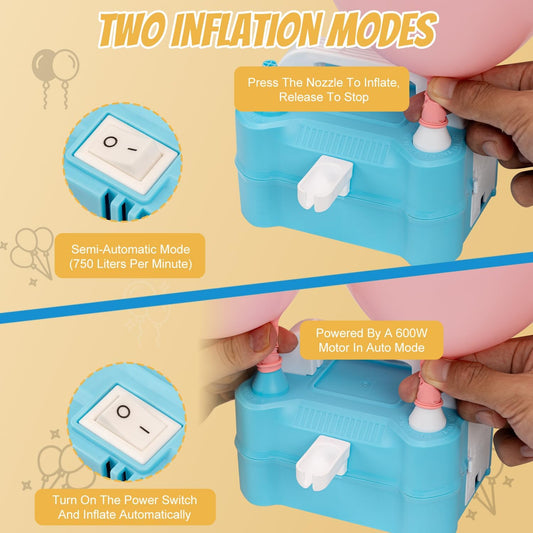 Electric Balloon Pump, Designed with Balloon Knotter, Automatic Balloon Blower Pump Electric Balloon Inflator for Party Balloons, Wedding, Birthday Decoration