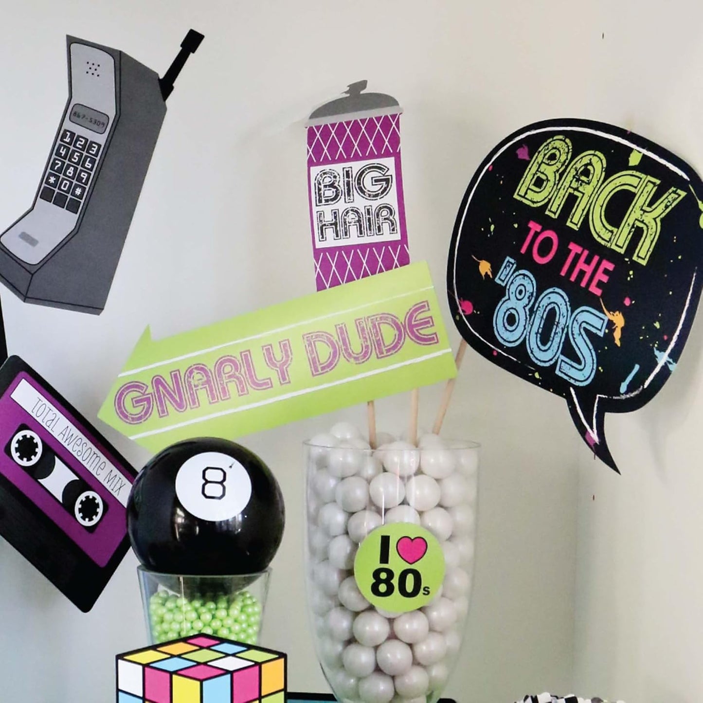 Big Dot of Happiness 80's Retro - Totally 1980s Photo Booth Props Kit - 20 Count