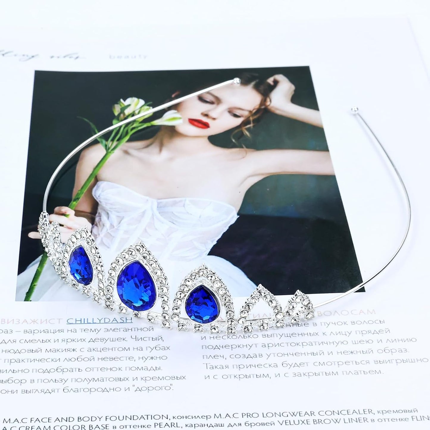 inSowni 8 Pieces Silver Metal Sparkly Waterdrop Rhinestone Princess Crown Headbands Tiaras Wedding Birthday Party Prom Headpieces for Women Brides Bridesmaids