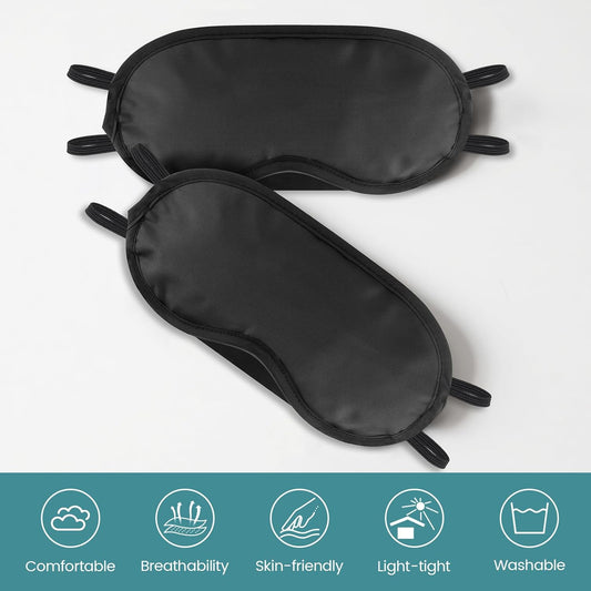 20 PCS Sleep Eye Masks Blindfolds - Light-Tight with Nose Pad & Adjustable Strap, Bulk Comfortable Breathable Party Supplies for Team Building Travel, Black Eye Cover for Women Men