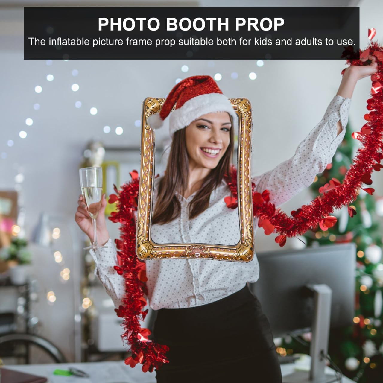 TENDYCOCO Inflatable Photo Frame Prop 26.37X18.11In Lightweight Selfie Picture Frame for Parties Weddings Festivals Portable Photo Booth Accessory