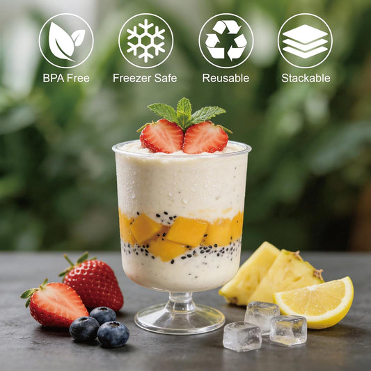 120 Pack Parfait Cups with Spoons(5 oz),Mini Plastic Dessert Cups, Appetizer Cups Shooter Cups for Party Yogurt Parfait Jello Fruit