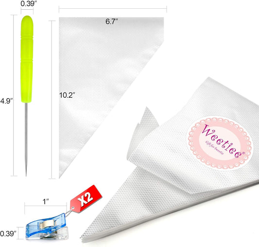 Weetiee Tipless Piping Bags - 100pcs 12-Inch Disposable Piping Pastry Bag for Royal Icing/Cookies Decorating - Best Frosting Icing Bags Cookie/Cake Decorating Tools - Bonus 2 Clips &1 Scriber Needle