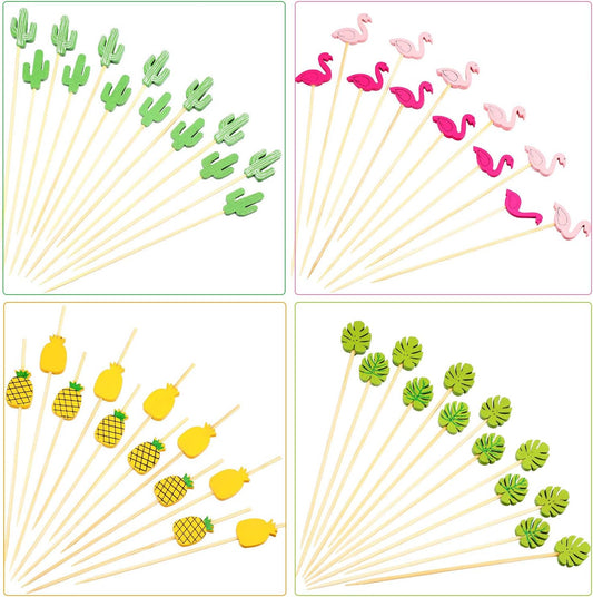 Blulu 200 Pack Cocktail Picks Fancy Toothpicks for Appetizers 4.7 Inch Pearl Cocktail Skewers for Drink Bamboo Flavored Stick Charcuterie Fruit Food Accessories Birthday Wedding Party Decor
