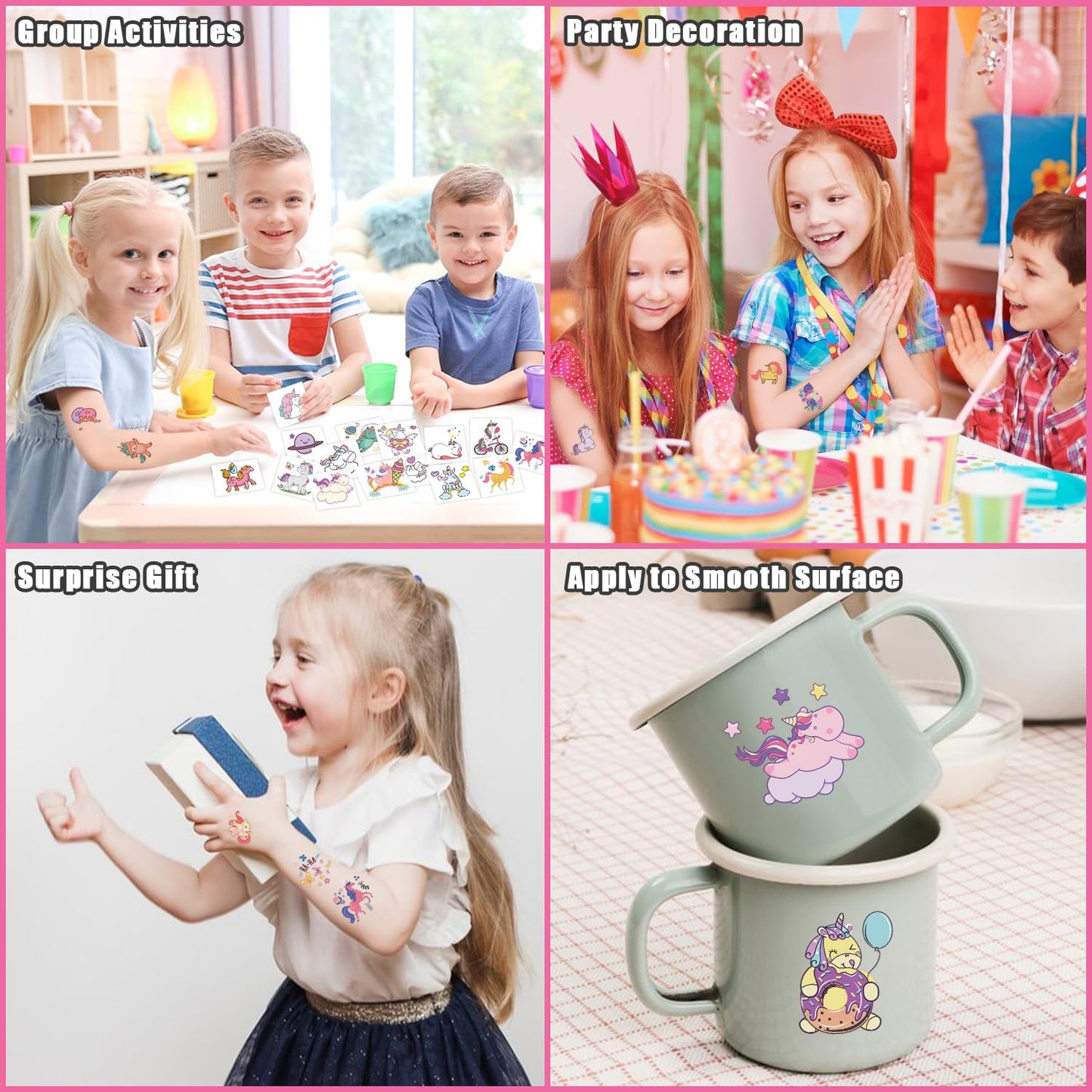 Partywind 408 PCS Kids Tattoos for Party Supplies, Individually Wrapped Sheet Temporary Tattoos Stickers for Kids Goodie Bag Stuffers, Fun Birthday Party Favors - Mixed