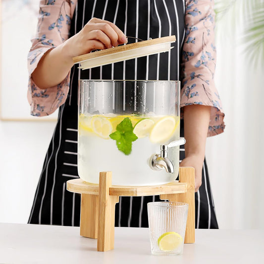 3.6 Gallon Drink dispenser,Glass Water Dispenser with Stand,Glass Beverage Dispenser with Spigot - Large Drink Dispensers for Parties,Bars,Restaurants