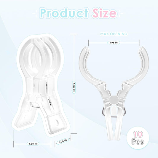 RELBRO Spring Clamps, 3.5 Inch Clear Plastic Clips for Balloon Arch Backdrop Craft Decoration Projects, Invisible Design, 10 Pcs