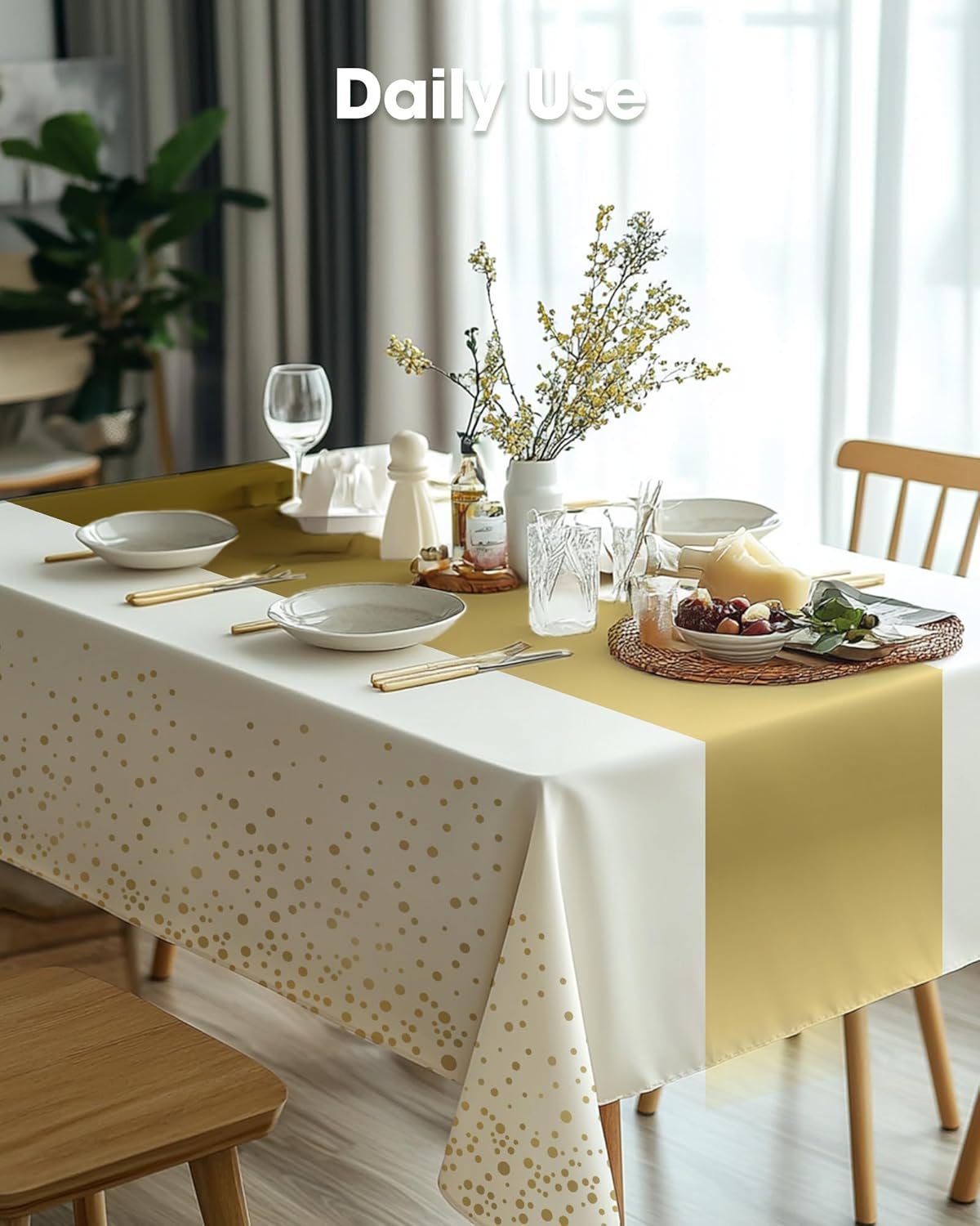 Pureegg Plastic Table Cloth 10 Pack, 54 x 108 Inch Disposable Table Cloths for Party, Picnic and Wedding, Rectangle, White - Colors A