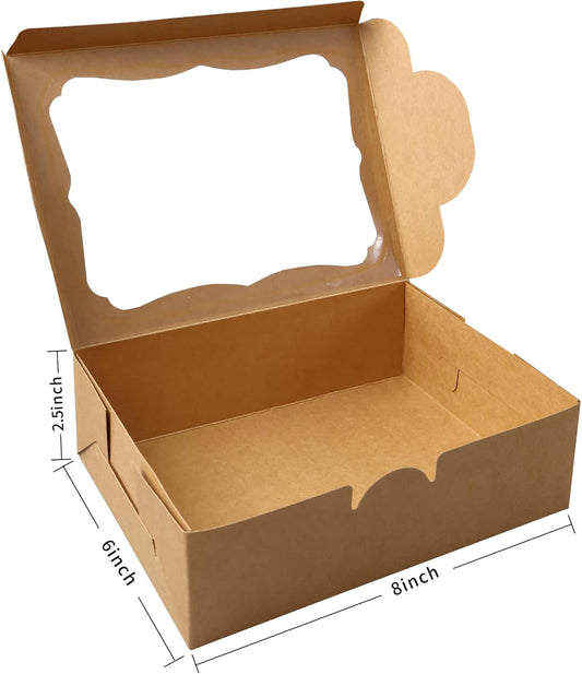 50pcs 8x5x2 Inch White Bakery Boxes Cookie Boxes with Window Treat Boxes Dessert Boxes for Cookie,Pastry,Macaron,Donut,Muffins,Chocolate,Cupcake and Candy Gift Giving