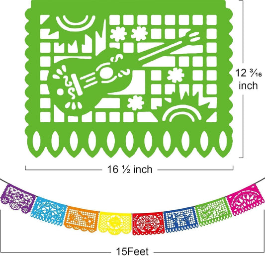 Asoulin 6PCS Mexican Party Banners, Cinco De Mayo Decoration Fiesta Party Decoration, Mexican Themed Party Decor 5 De Mayo Banner Plastic Papel Picado, Mexico Birthday Party Supplies -12 Patterns/90FT