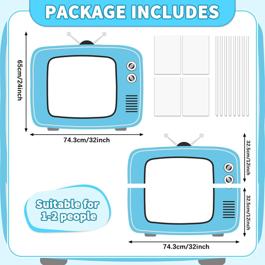 Large Vintage Television Photo Booth Props 29 x 26 In Cartoon TV Shaped Selfie Frame Creative Friends Party Photo Props Accessories for Wedding Bridal Shower Bachelorette Birthday Party Supplies Decor