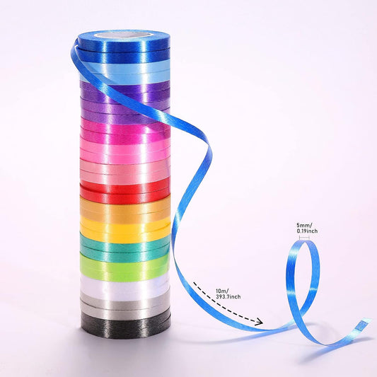 30 Roll 15 Colors Curling Ribbons for Crafts Bows Present Wrapping Ribbon Florist Wedding Party Festival Art Craft Decor, Separate Rolls, 11 Yards Per Roll, 3/16 Inch Wide 3/16" - Set1