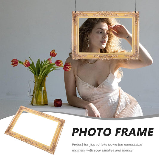 Photo Booth Props Picture Frame Decor for Wedding Birthday Golden Handheld Prop Vintage Bachelorette Party Supplies