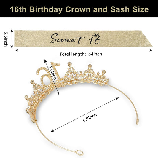 Uiorgui 30th Birthday Crown and Sash for Her, 30 Tiara Headband, Black Gold 30th Birthday Decorations for Women 30 Year Old Gifts Favors for Female Friends Daughter Sister Wife
