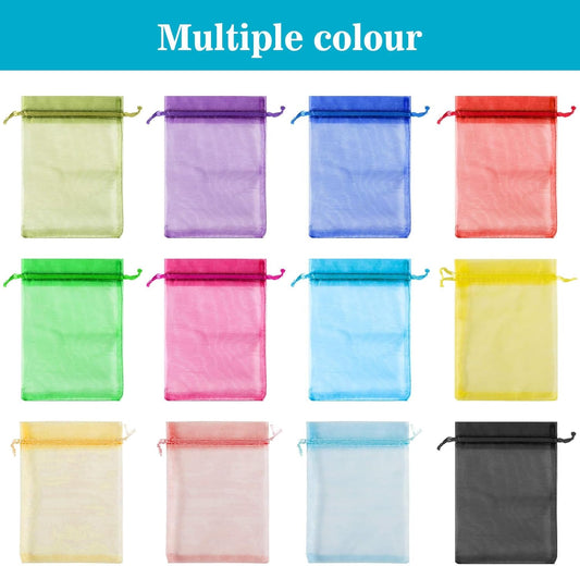 Sukh 120PCS Organza Bags 4''x6'' - Muticolor Small Sachet Jewelry Gift Favor Bags Drawstring Mesh Bags Gifts Valentines Wedding Eid Mubarak Halloween Eve Christmas New Year Party Candy Fruit Wrap Bulk