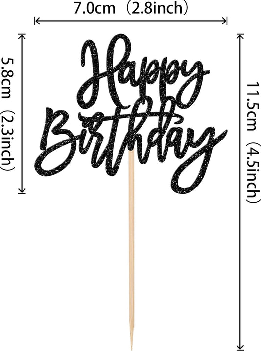24 PCS Happy Birthday Cupcake Toppers Glitter Picks for Celebrating Anniversary Theme Party Cake Decorations Supplies Gold