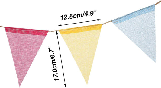 Boao 48 Pieces 36 Feet 4.9x6.7 Inch Colorful Pennant Flags Banner Imitated Burlap Bunting Banner Triangle Flag Garland for Classroom Birthday Carnival Wedding Party and Festival Decor(Pastel Color)