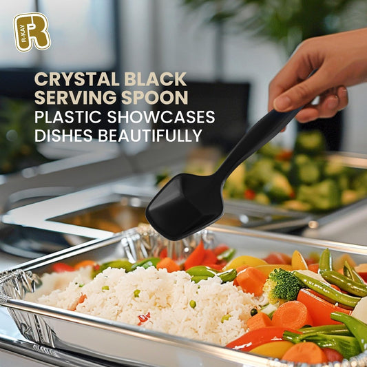 12 Pack Black Plastic Serving Spoons For Buffet 7.5 Inch - Black Plastic Serving Utensils For Hot And Cold Food - Disposable Serving Utensils For Parties, Holidays And Gatherings