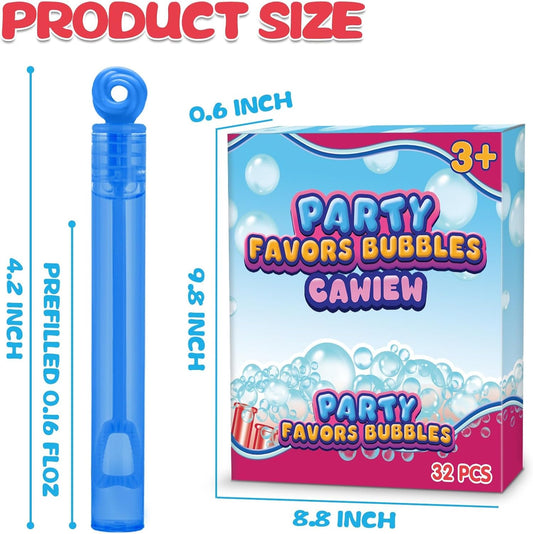 Goodie Bags Stuffers for Kids Party, 32 Pack Mini Neon Bubble Wands for Party Favors Supplies in Gift Box, Classroom School Reward, and Pinata Filler Toys, Birthday Decorations, Small Halloween Treats