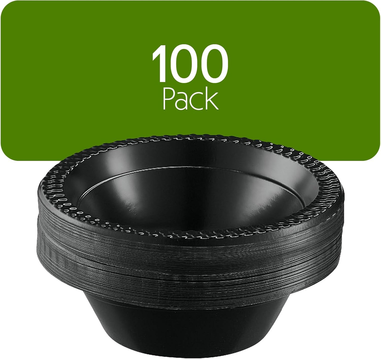 PLASTICPRO 100 PCS Black Plastic Bowls Light Weight 12 oz Plastic Soup Bowls Black Salad Plates Disposable for Party and Wedding