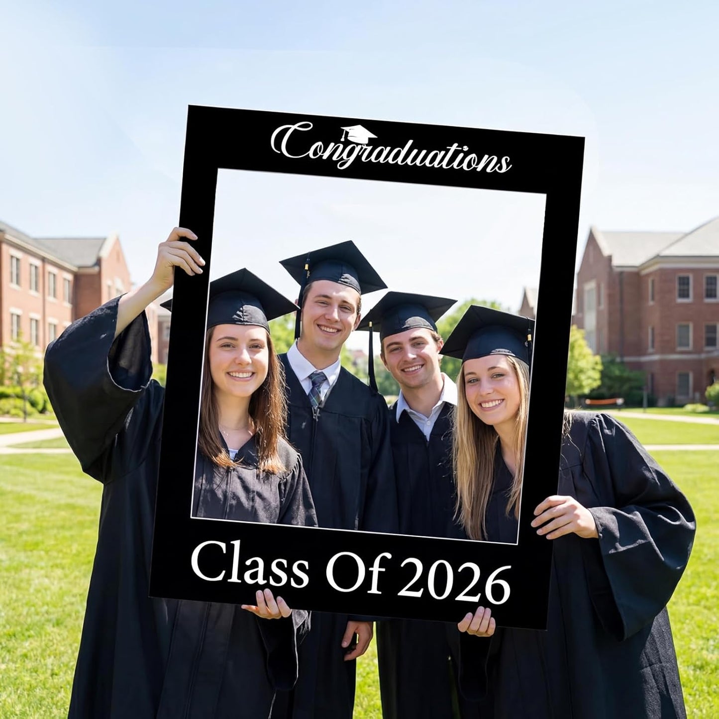 Wenqik Class of 2026 32 x 24 Inch Graduation Photo Booth Frame Props 2026 Graduation Picture Frame PVC Cutouts Grad Selfie Decorations for College Grad Party Supplies