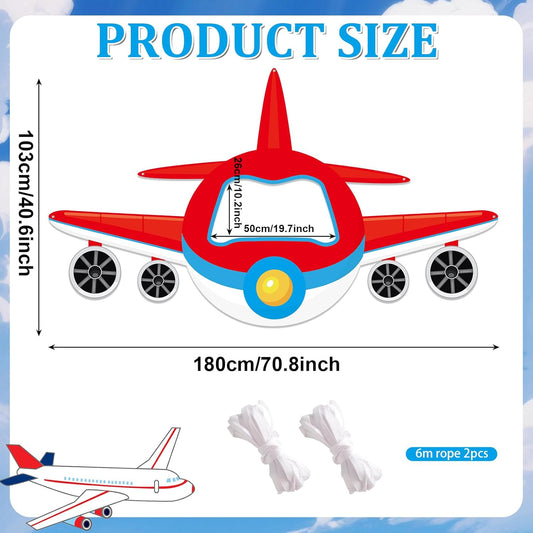 Airplane Shaped Photo Prop Party Decoration Fabric Aircraft Photo Booth Prop Red Helicopter Plane Selfie Frame Backdrop for Baby Shower Birthday Party Supplies Photos Background Banner Decor 71×41Inch
