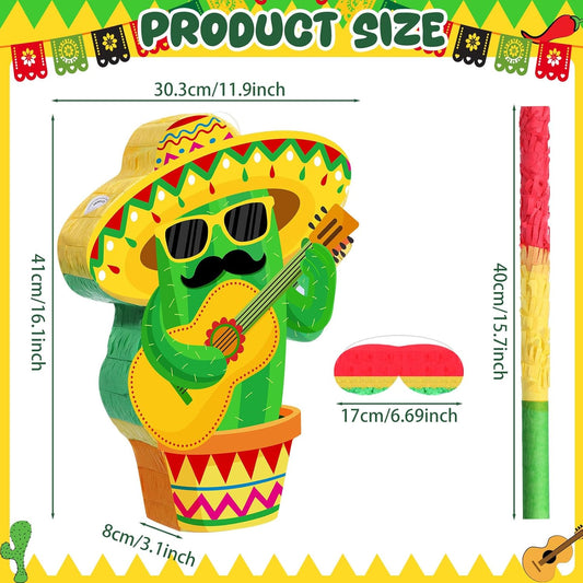 Llama Piñata for Cinco De Mayo Mayo Sombrero Party Hats Mexican Fiesta Decorations with Stick Blindfold Hanging Piñata for Taco Tuesday Event Mexican Party Favors, 16 x 12 x 3 Inch