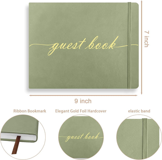 Elegant Wedding Guest Book - Perfect for Wedding Receptions, Baby Showers, Birthdays and Special Events - 7" x 9" Sign in Book - 120 Lined Pages - Leather Hardcover - Pink