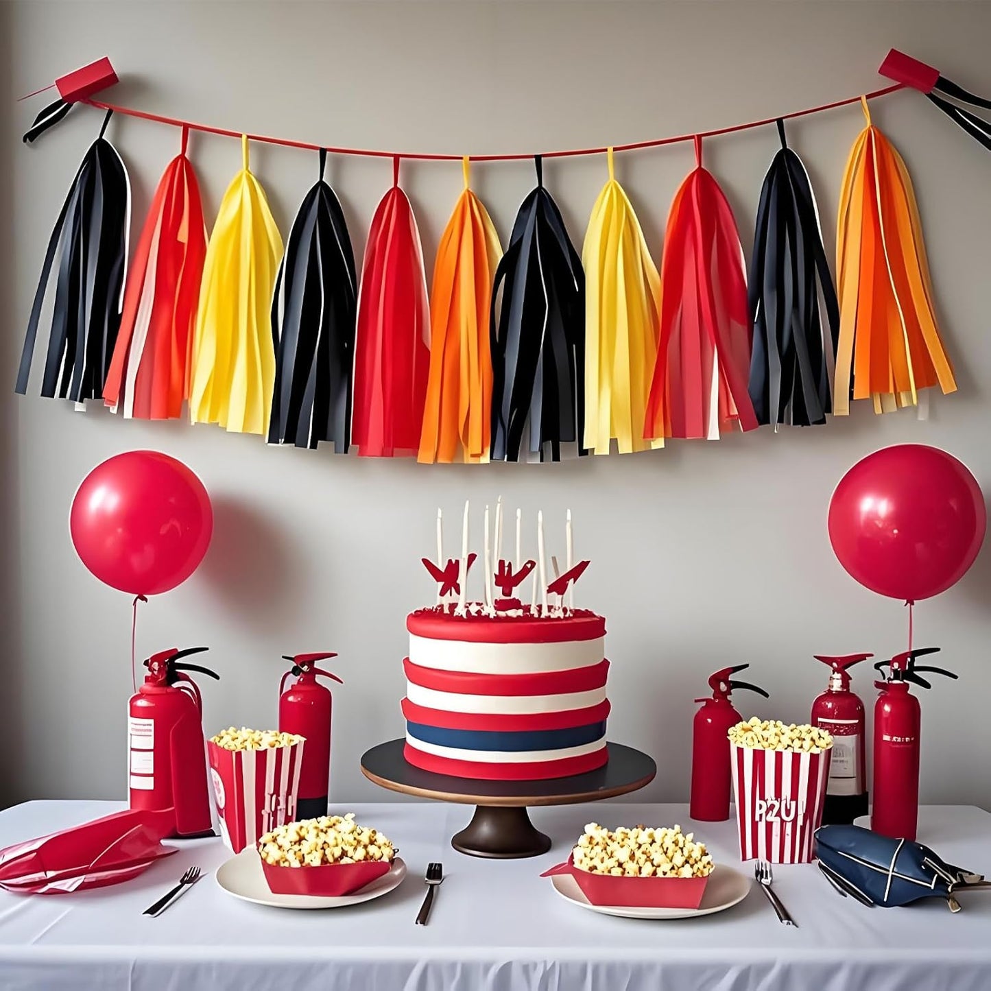 Tassel Garland Tissue Paper Tassel Banner,Tassels Party Decorations for Wedding,Birthday,Bridal/Baby Shower,Pack of 15 (Burgundy/Black/Silver)