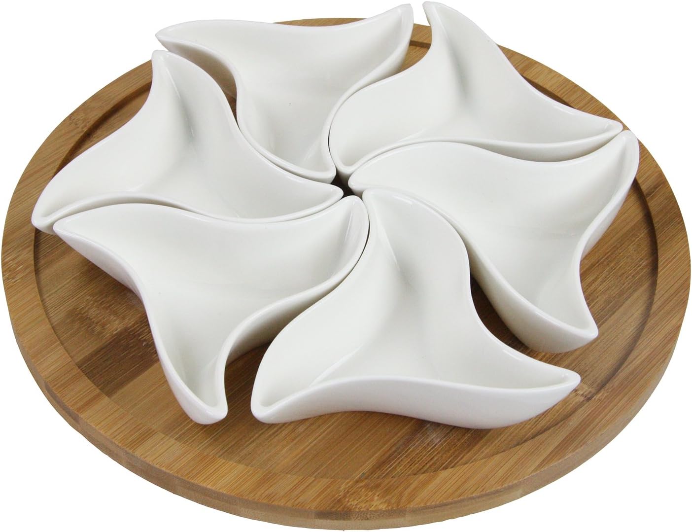 Elama Signature 12 1/4 Inch 6pc Lazy Susan Appetizer and Condiment Server Set