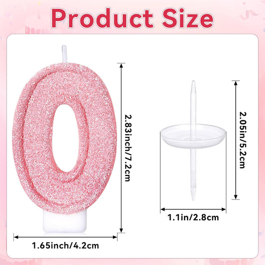 Cute Number 3 Birthday Candle, Glitter Pink Number Candles, Birthday Cake Topper Decoration, Party Supplies Anniversary Celebrations