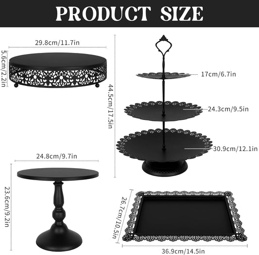Fivenl 8 Pcs Cake Stand Gold Metal Dessert Table Display Set, 3-Tier Cupcake Stand, Cake Display Tower and Cookie Tray Rack Serving Tray for Birthday Party, Weddings, Baby Shower (Gold)
