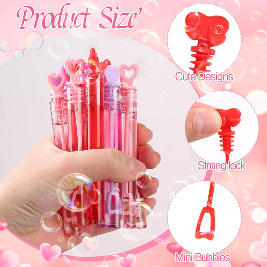 CCINEE 40pcs Spring Bubble Wands for Kids, Mini Bubbles Pink Party Favors Serving Bulk Heart Bubble Wands Spring Outing Valentines Day Gifts Exchange School Rewards Bubble Sticks